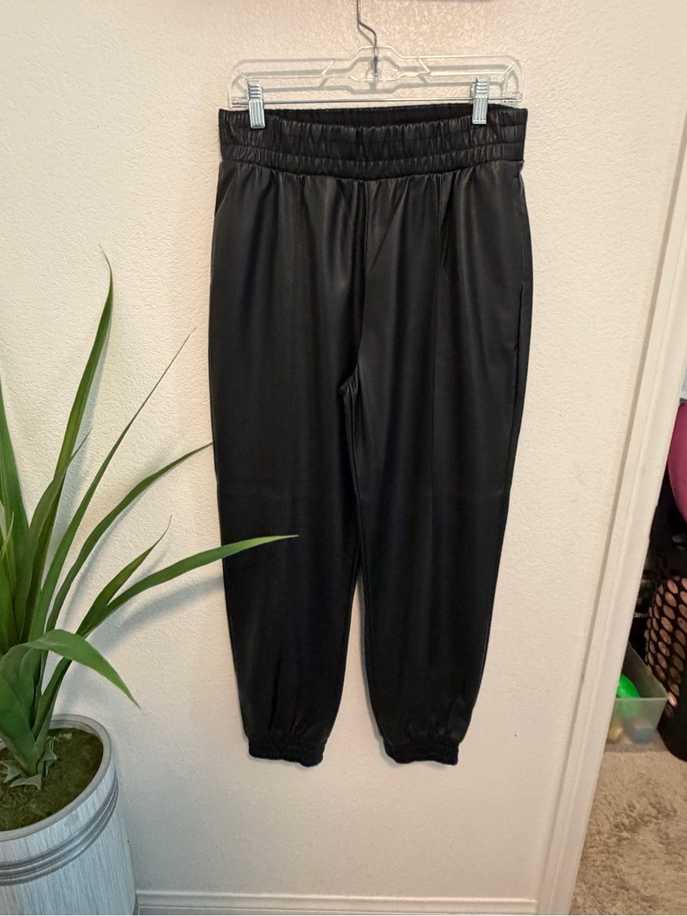 Express Black Faux Leather Jogger Pants - Women's